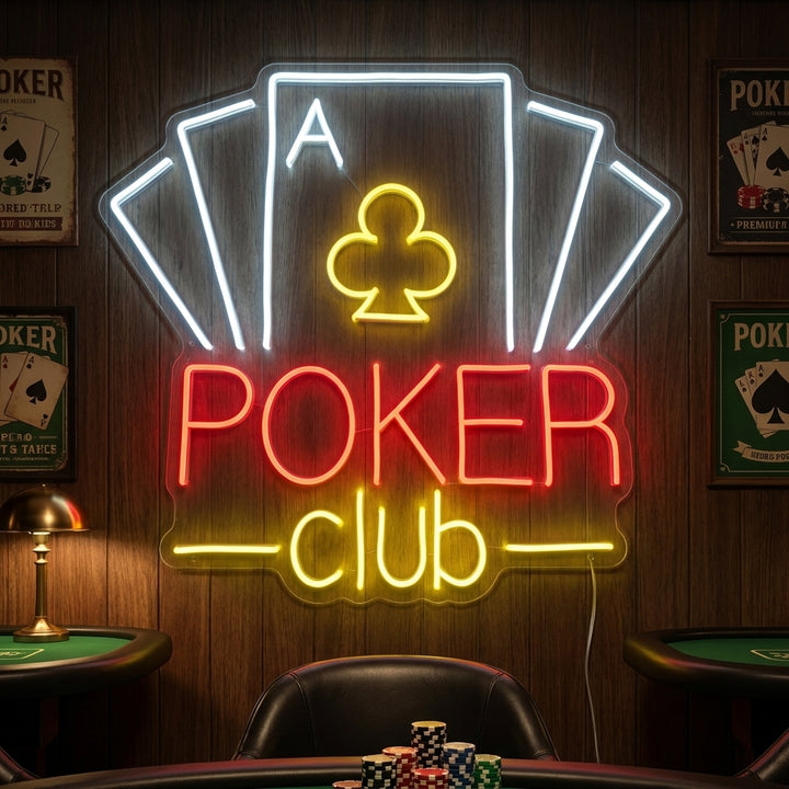 "Poker Club" Neon Sign, Casino Neon Sign