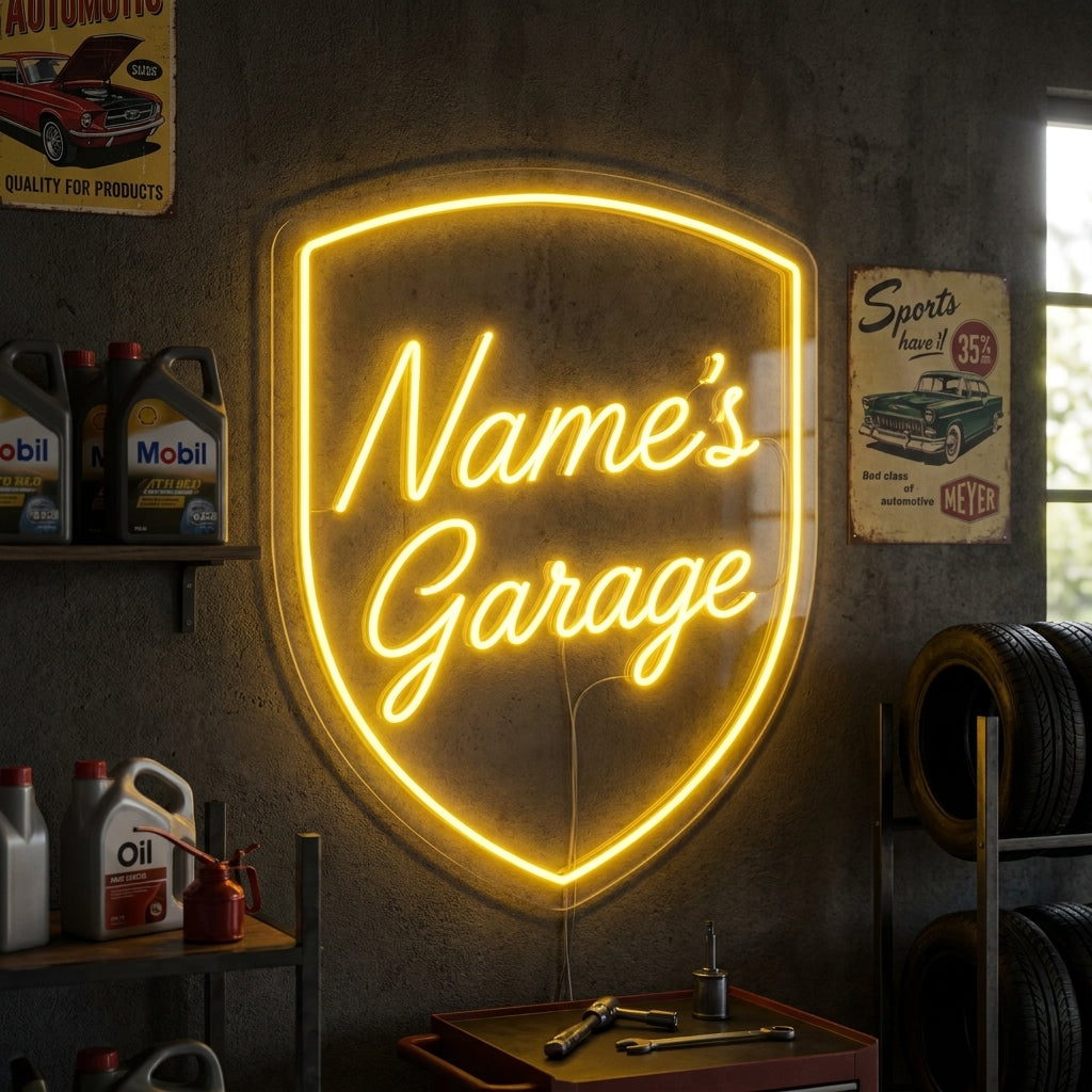 Personalized Garage Neon Sign for Porsche Enthusiasts