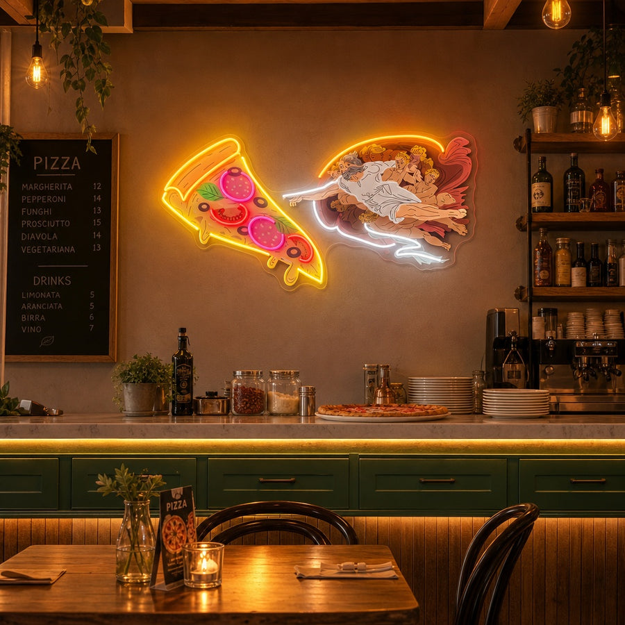 God Want Pizza Neon Sign, Cool Neon Pizza Sign, Aesthetic Pizza Neon Sign neon sign product image
