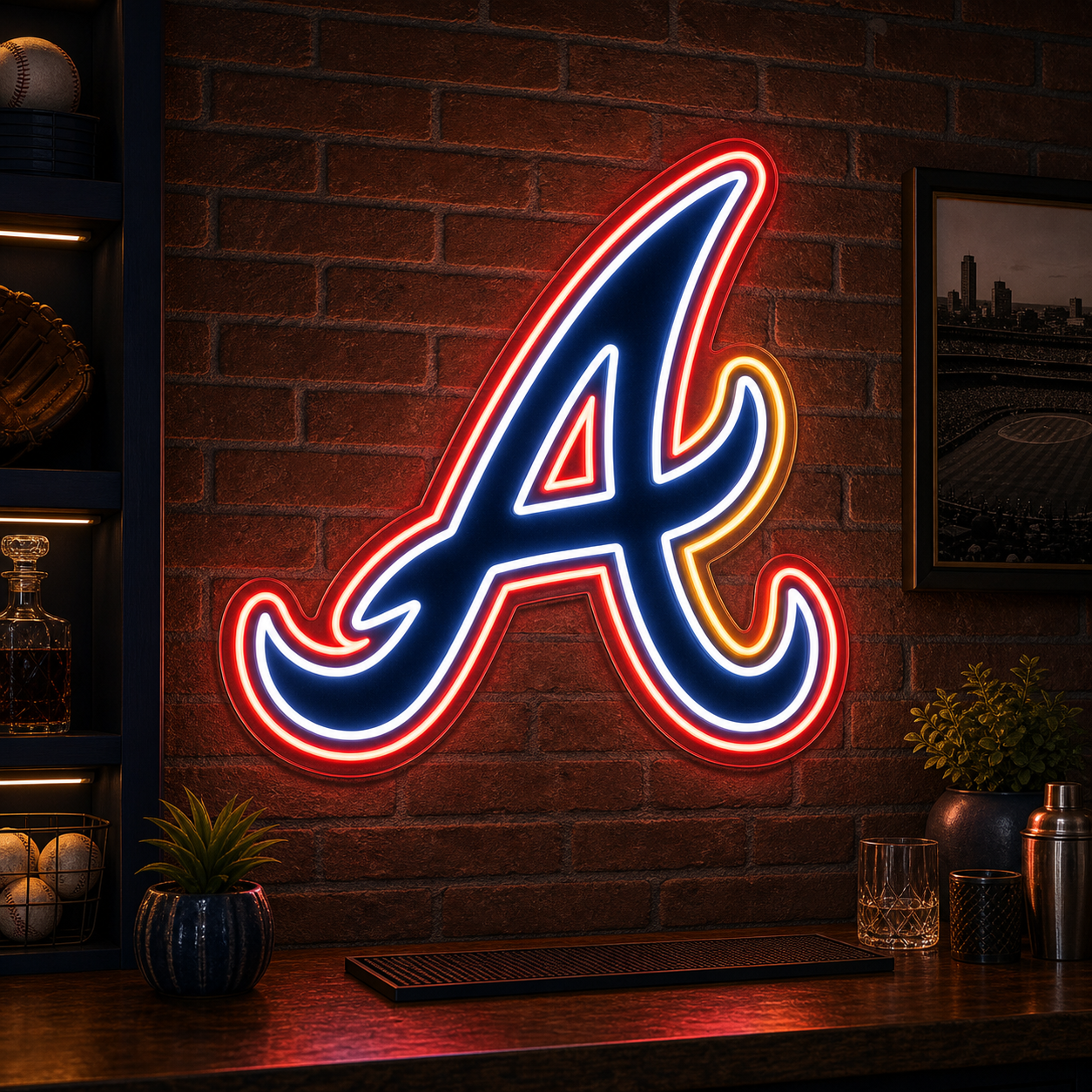 Atlanta Braves A logo LED neon sign for a game room