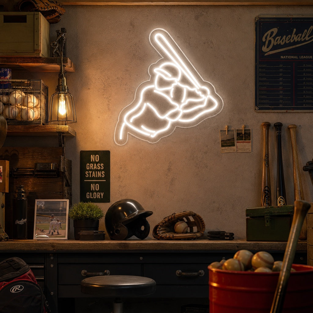Baseball Player Neon Sign, Baseball Neon Sign, Baseball Wall Sign neon sign product image