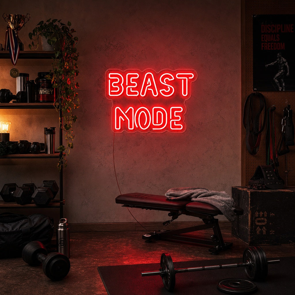 "Beast Mode", Gym Neon Sign, Gym Quotes Neon, Fitness Neon Sign