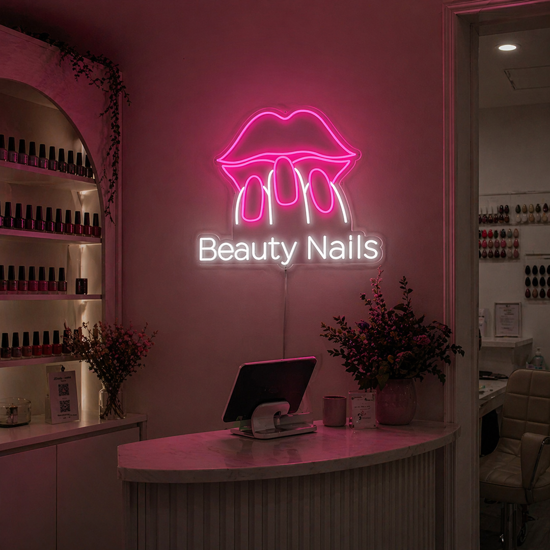 "Beauty Nails" Neon Sign, Nail Salon Neon Sign, Nail Salon Decor