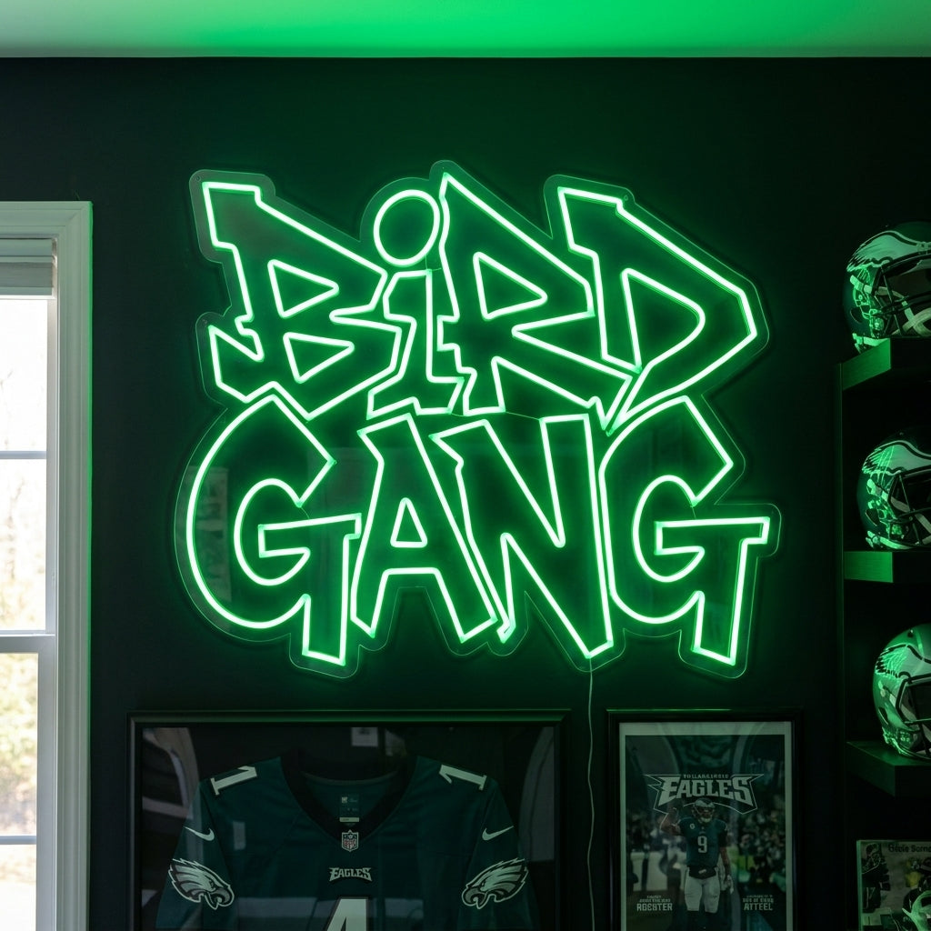 Bird Gang football neon sign for Philadelphia Eagles fans