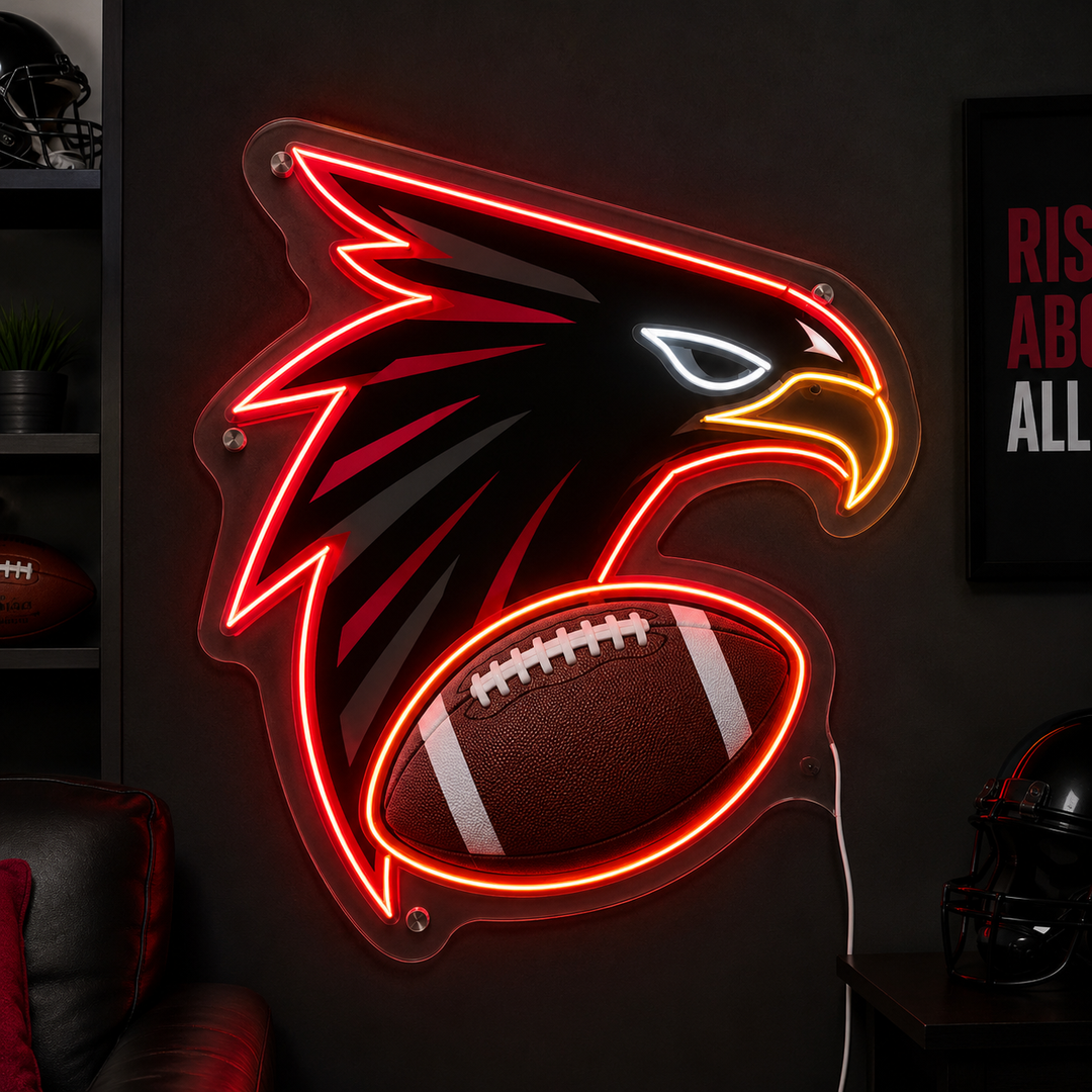 Black Falcon Football Neon Sign