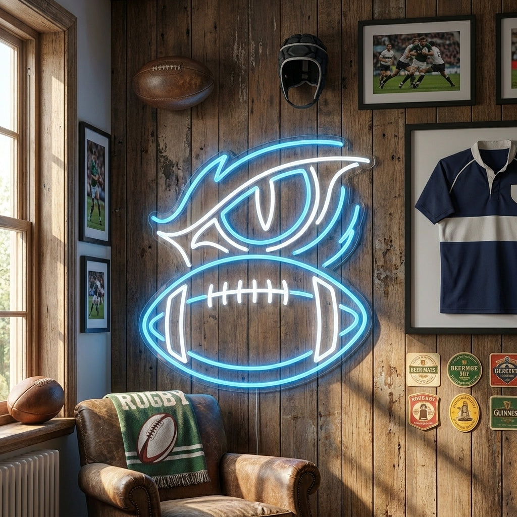 Blue Panther Eye Football Neon Sign