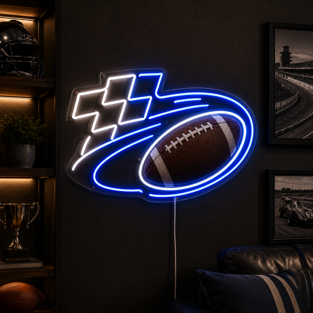 Blue Speed Football Game Day Fan Cave Neon Sign