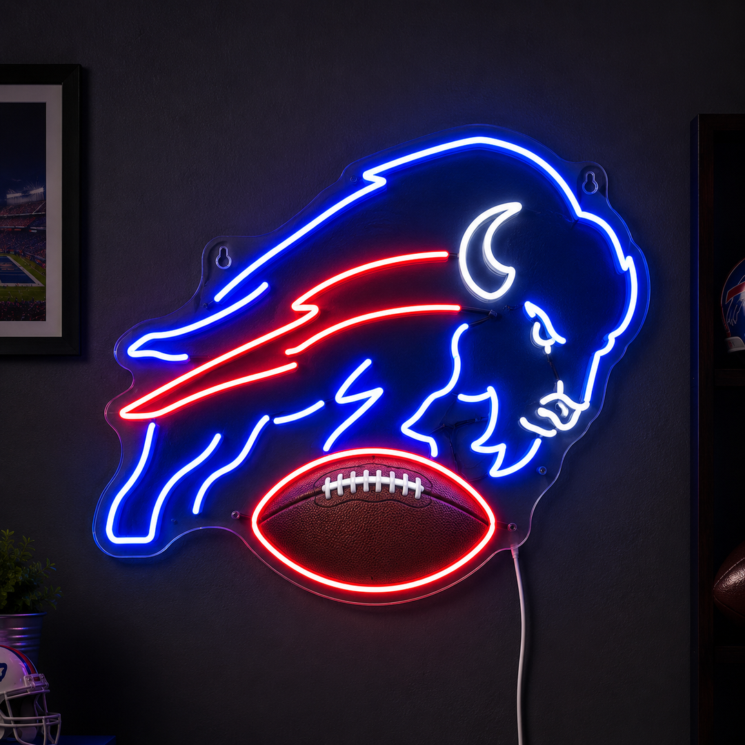 Charging Buffalo Football Neon Sign