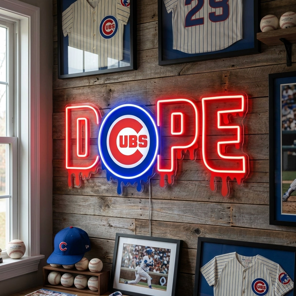 Chicago Cubs DOPE neon sign