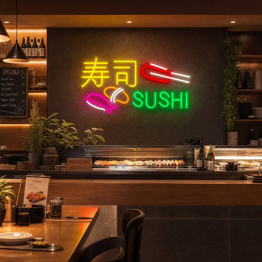 Sushi And Sashimi Neon Sign, Japanese Restaurant Wall Decor neon sign product image