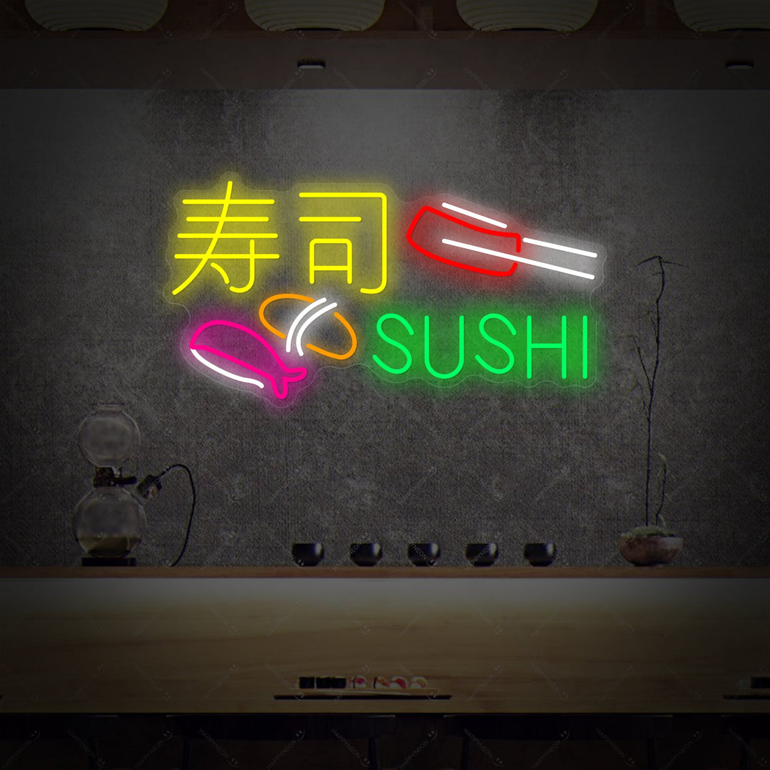 Sushi And Sashimi Neon Sign, Japanese Restaurant Wall Decor