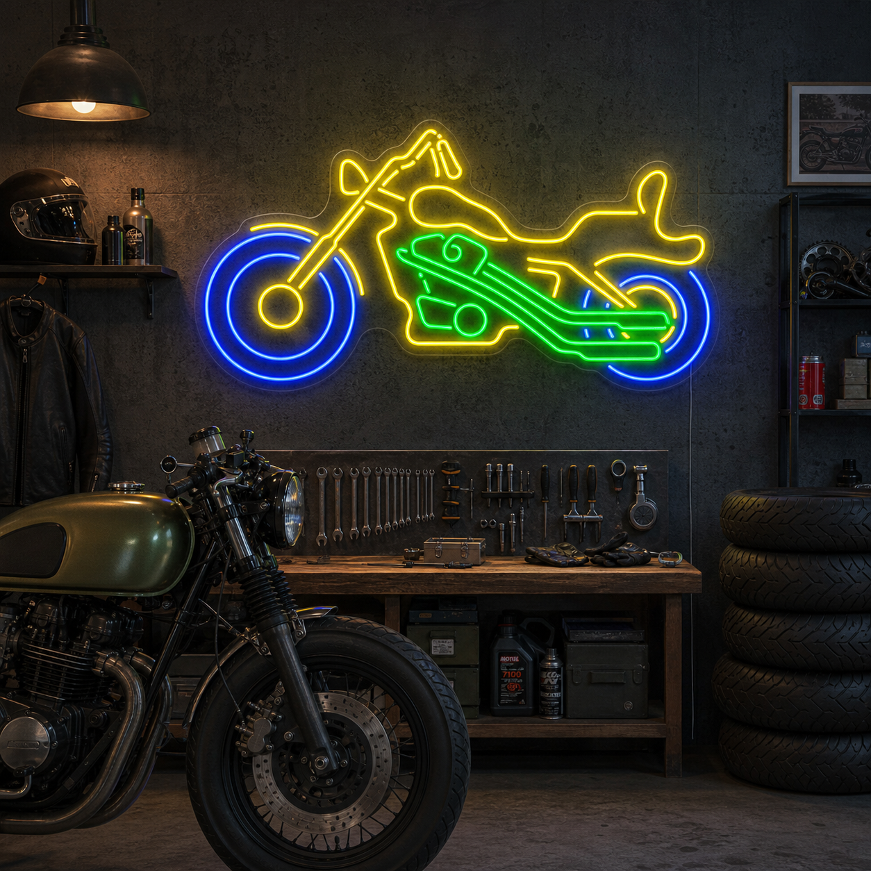 Cozyle Motorbike Neon Sign, Motorcycle Neon Sign, Garage Neon Sign neon sign product image