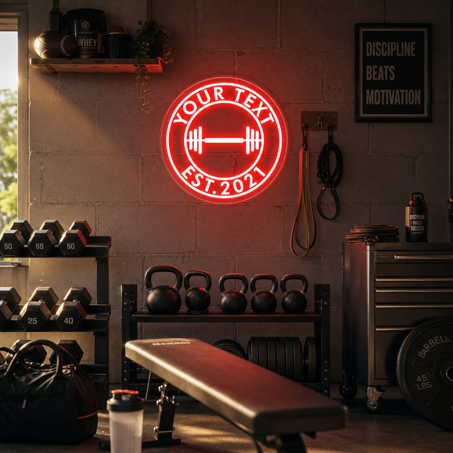 Custom Gym Logo Neon Sign, Custom Fitness Neon Sign, Custom Home Gym Neon Sign neon sign product image
