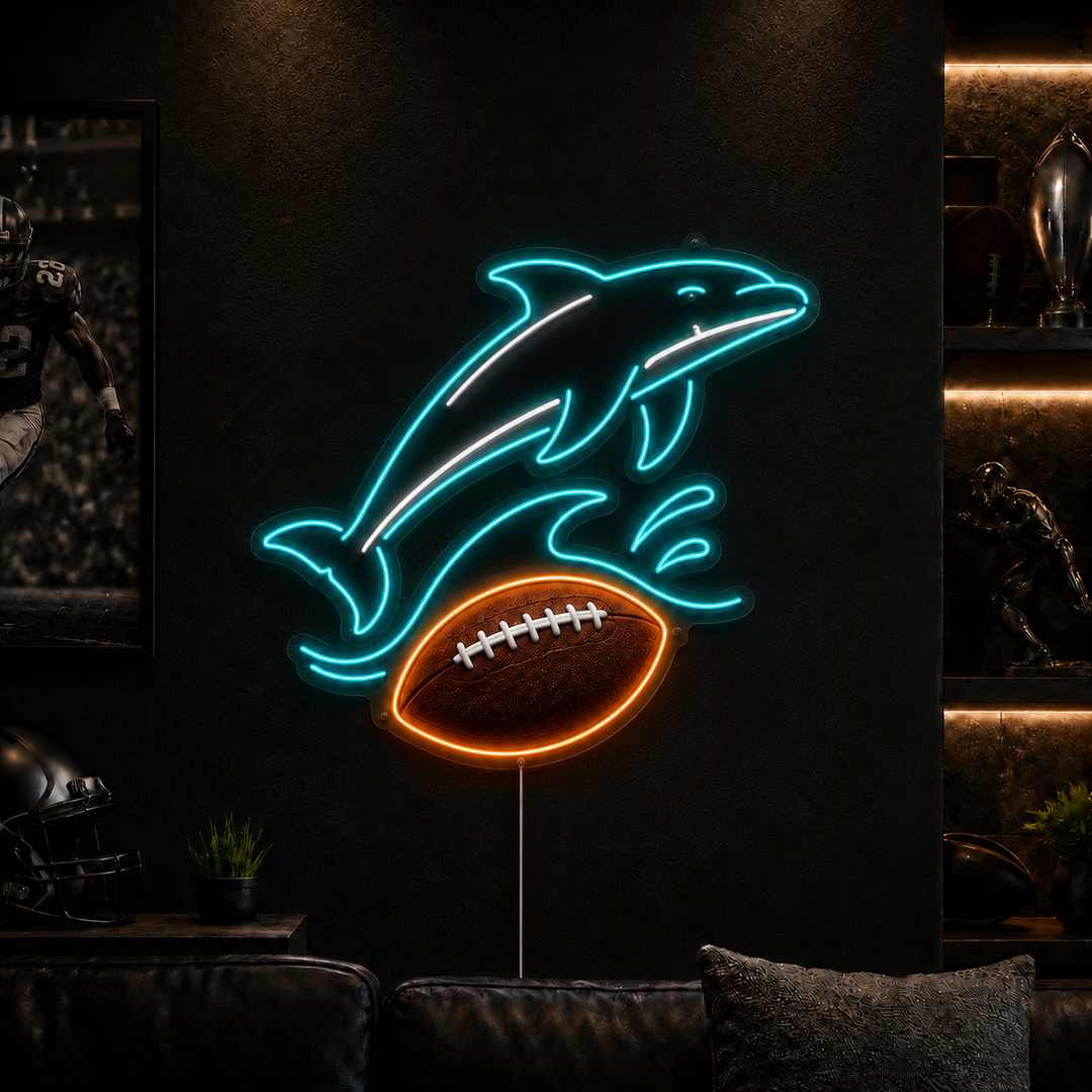 Dolphin Splash Football Game Day Fan Cave Neon Sign
