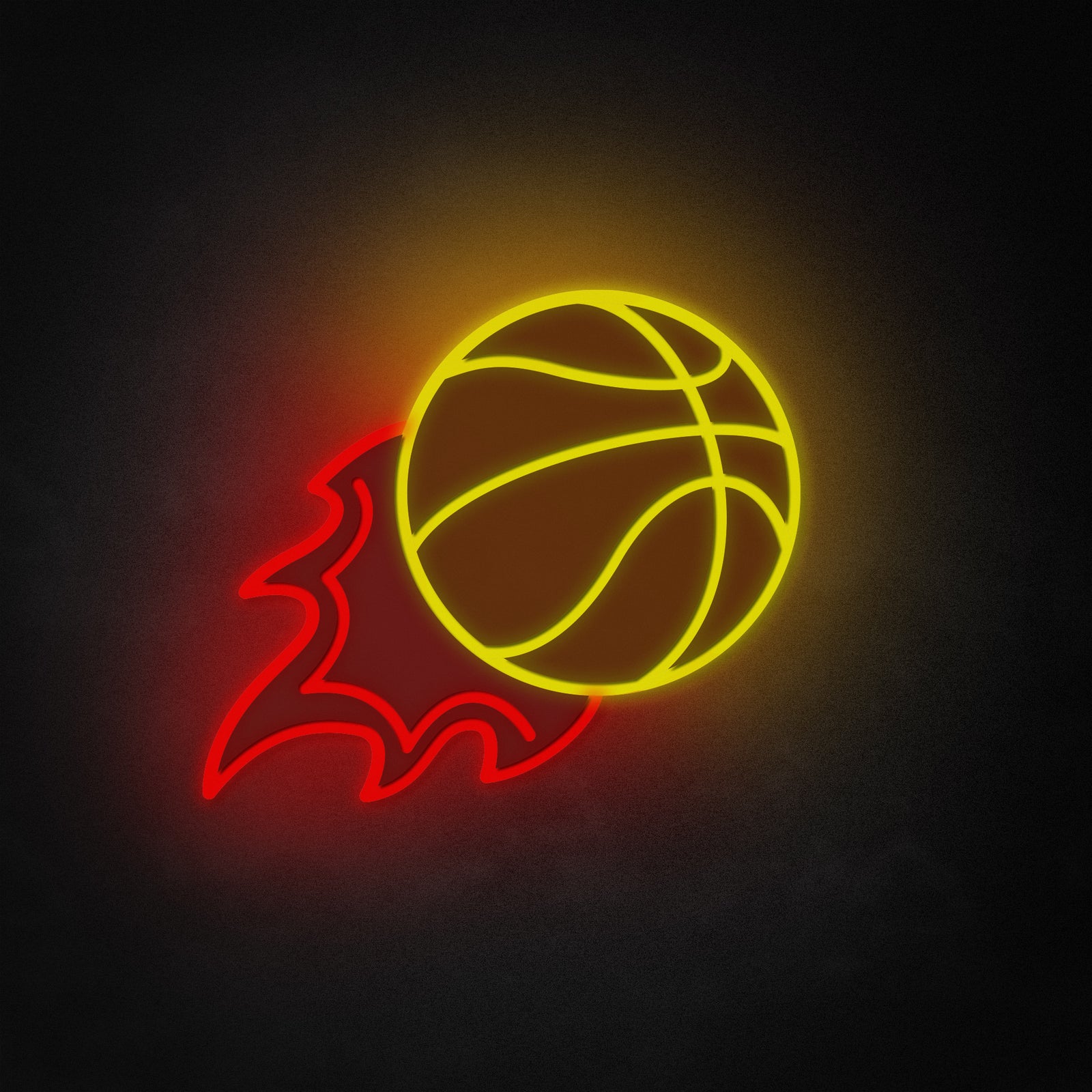 Flaming Basketball neon wall decor graphic design