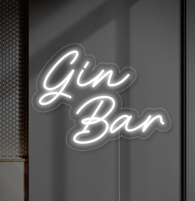 "Gin Oclock Glass" Neon Sign