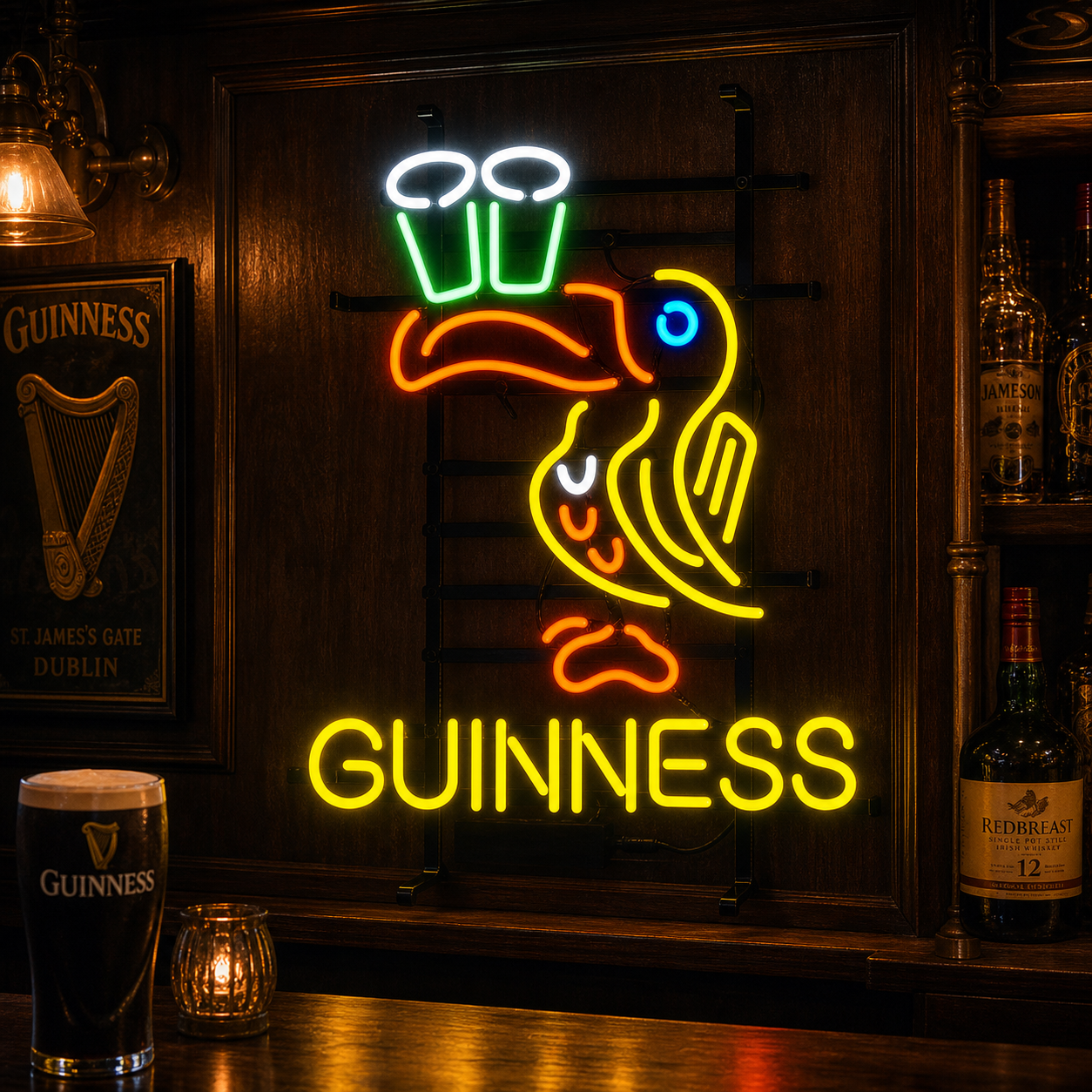 Guin Irish Beer Neon Sign, Guin Neon Bar Sign, Real Glass Neon Sign neon sign product image