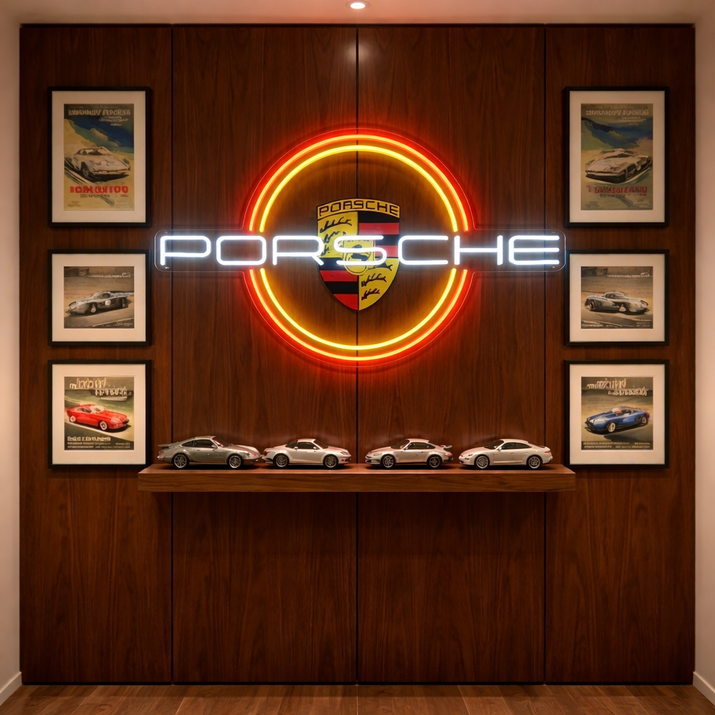 Sports Car Circle Emblem Neon Sign