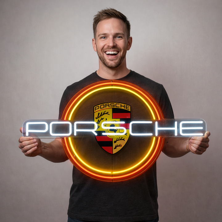 Sports Car Circle Emblem Neon Sign