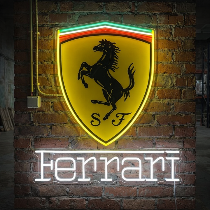 Luxury Sports Car Crest Neon Sign