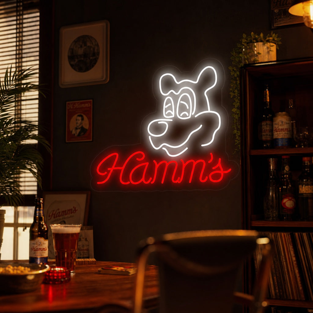 Vintage Hamms Beer Neon Sign, Hamms Bar Neon Sign, Hamms Beer Sign neon sign product image