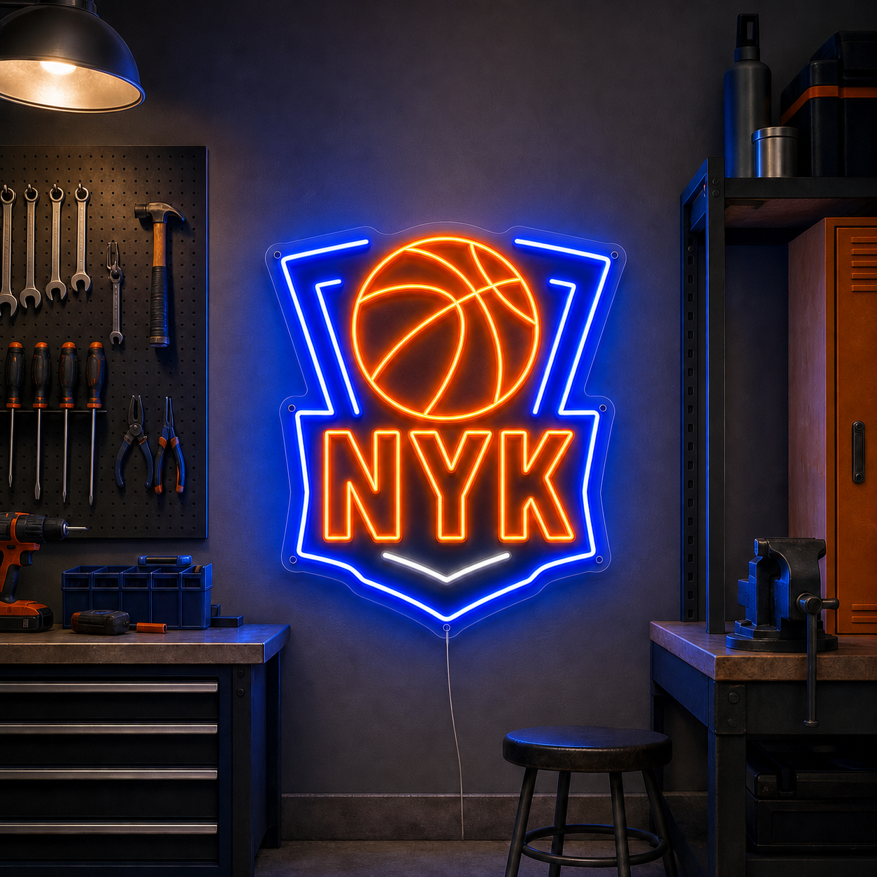 New York Knicks NYK basketball badge neon sign