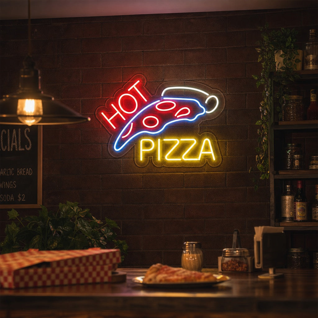 Hot Pizza Neon Sign, Pizza Neon Sign, Slice Pizza Neon Sign neon sign product image