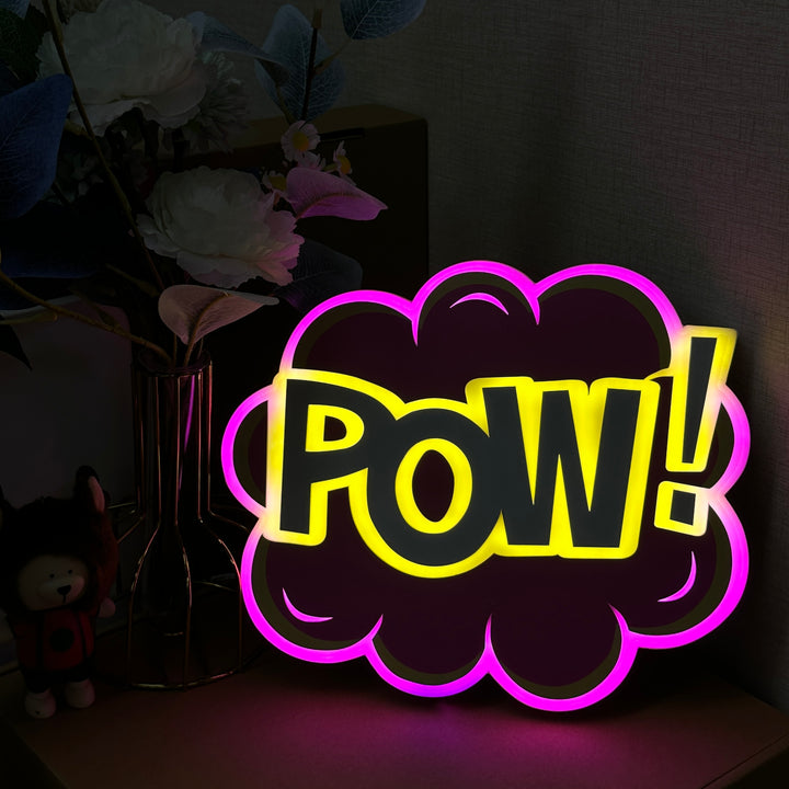 "POW" Neon Like Sign