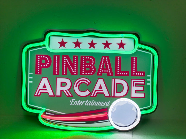 "Pinball Game Arcade Vintage" Game Room Decor, LED Neon Sign