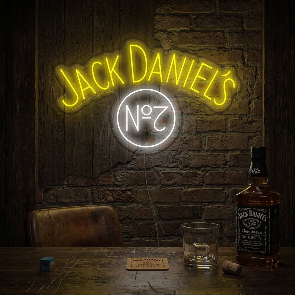"Jack No.7" Neon Sign, Jack Whiskey Neon Sign, Whiskey Neon Sign