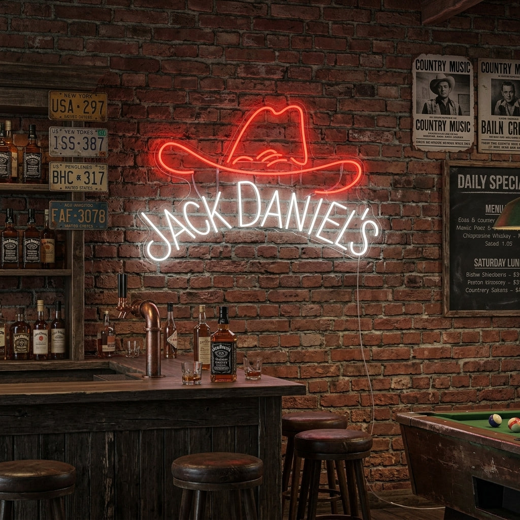"Jack Whiskey" Neon Sign, Whiskey Neon Sign, Whiskey Bar Neon Sign