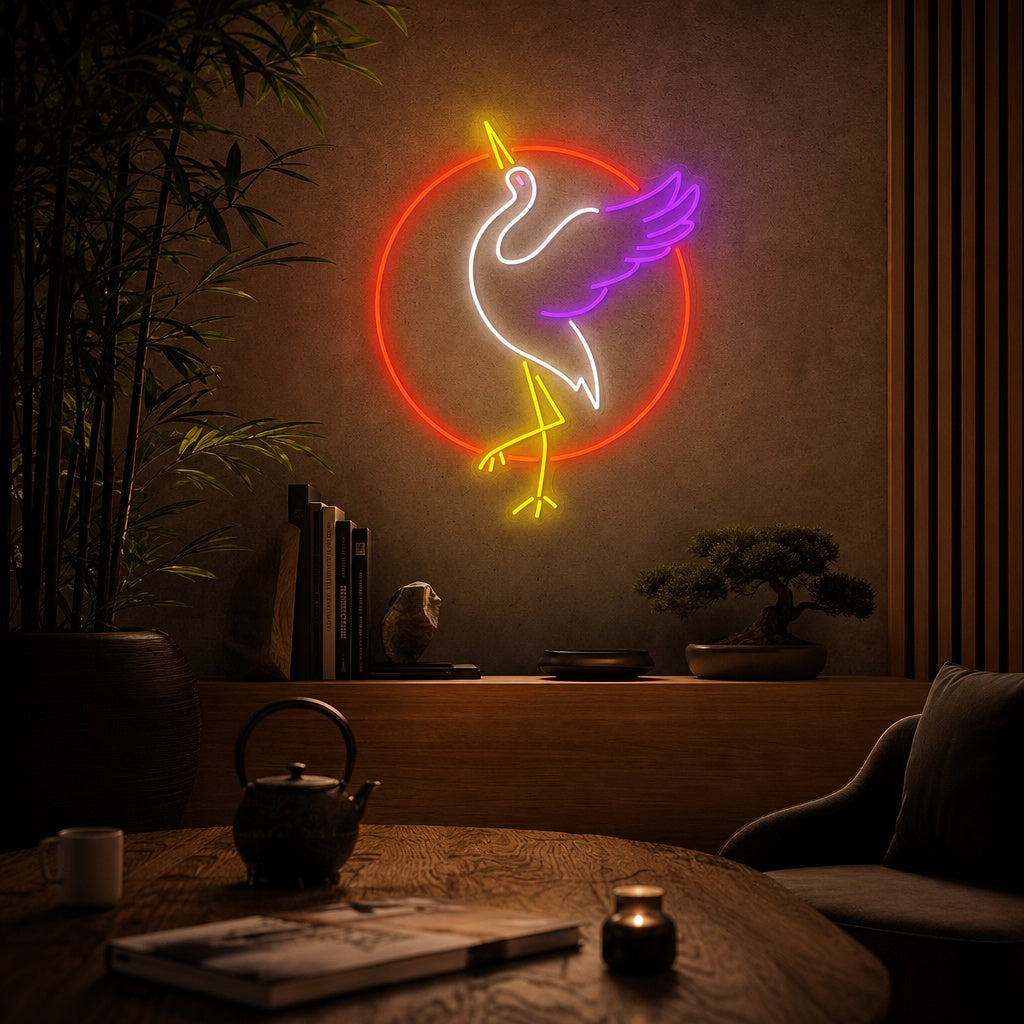 Japanese Crane Neon Sign, Japanese Neon Sign neon sign product image