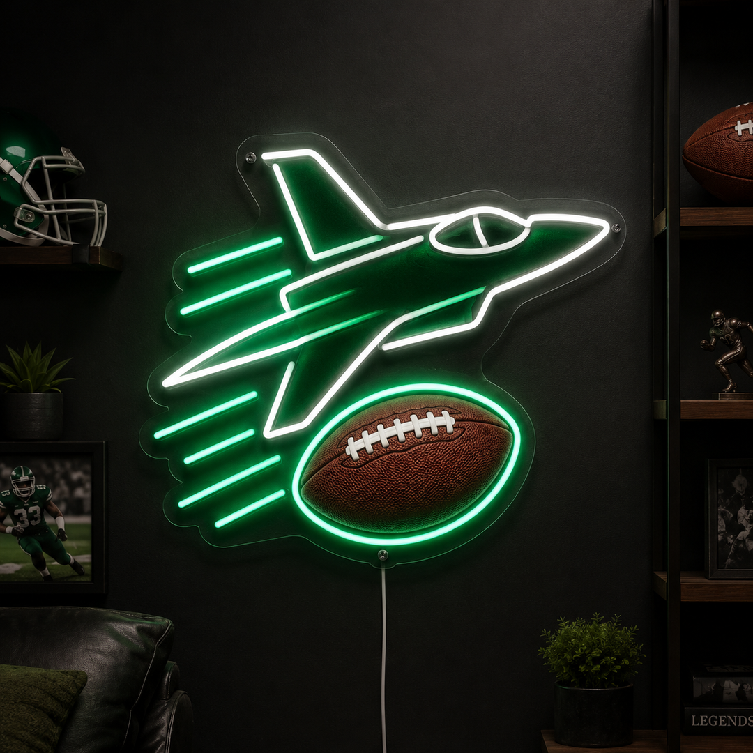 Jet Flight Football Neon Sign