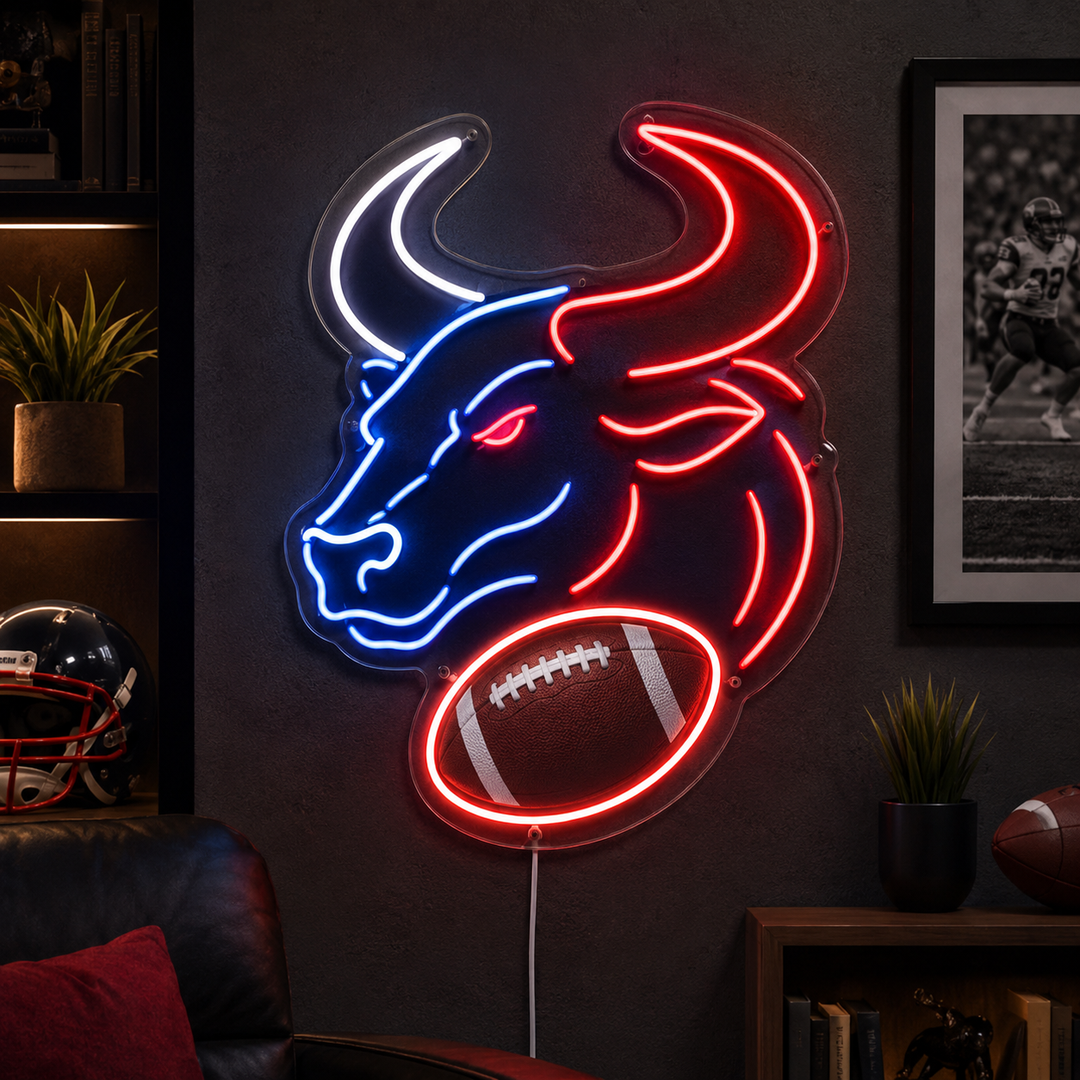 Lone Star Bull Football Fan Cave Neon Sign