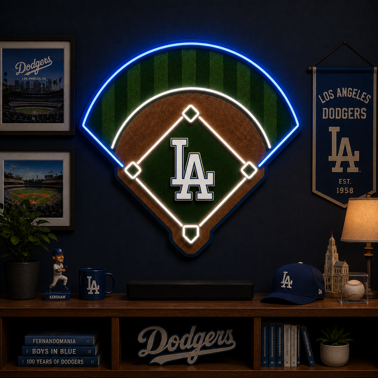 Los Angeles Dodgers baseball field neon sign for a large wall