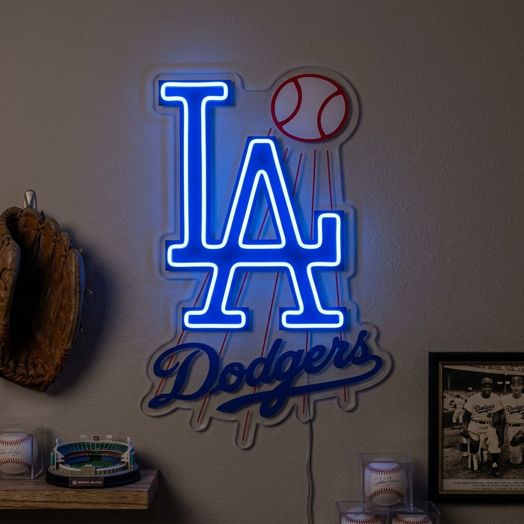 Los Angeles Dodgers LA baseball neon sign for a fan cave