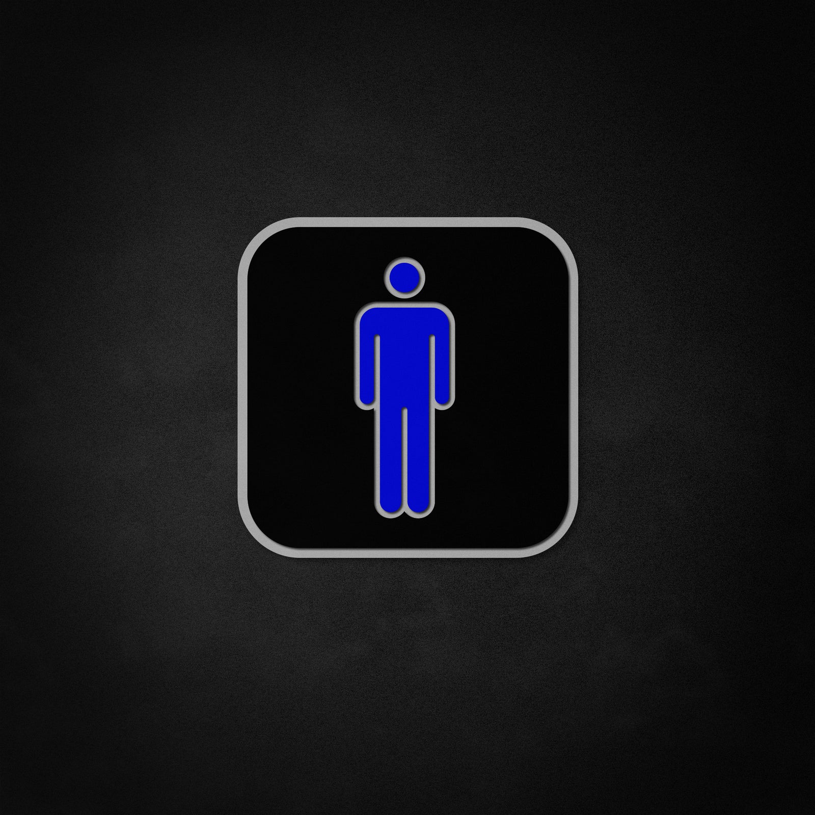Flat graphic artwork of a illuminated male symbol for toilet signage design.