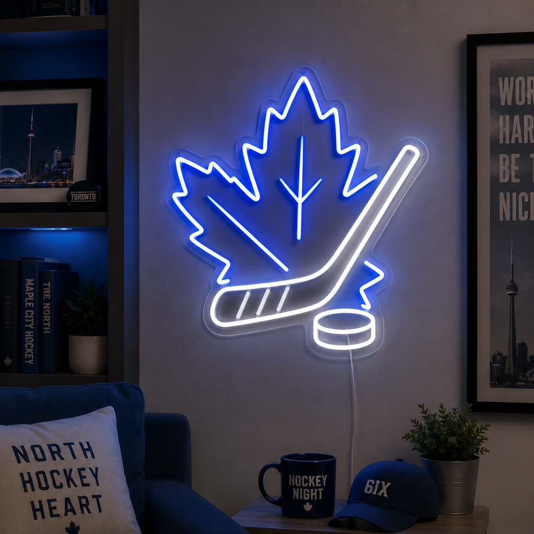Maple Leaf Hockey Fan Art Neon Sign