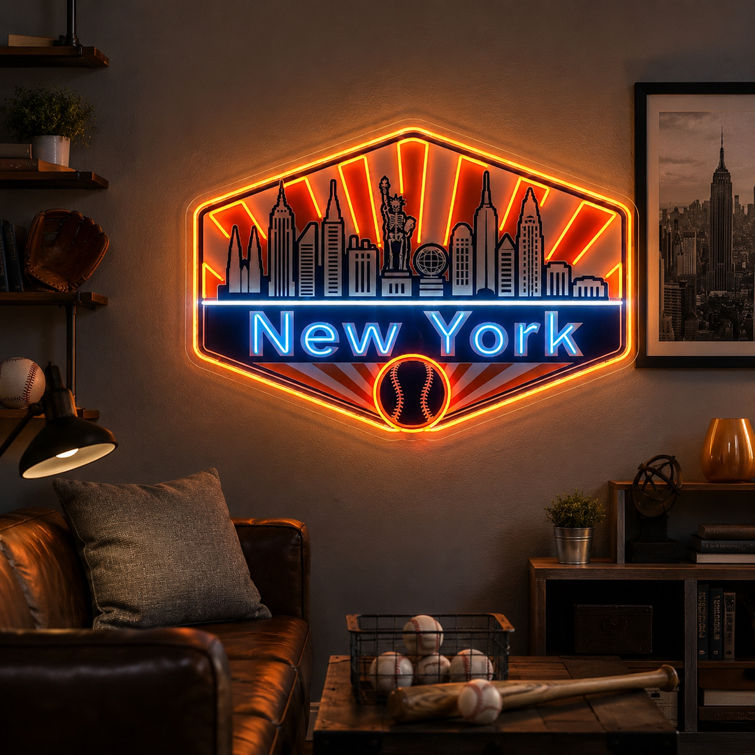 New York Baseball Fan Art Neon Sign