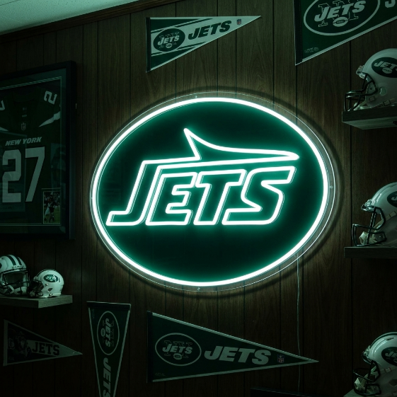 New York Jets legacy circle neon sign for a classic football room