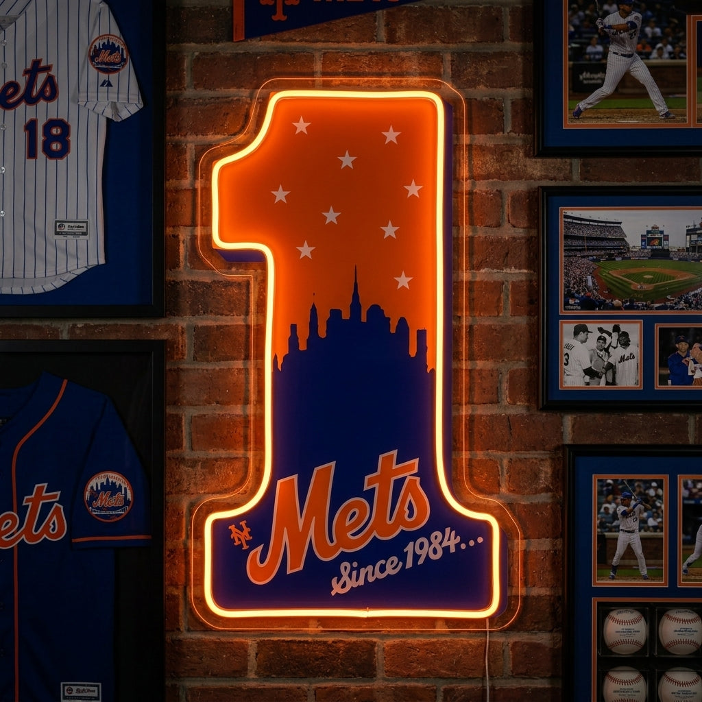 New York Mets number one skyline neon sign