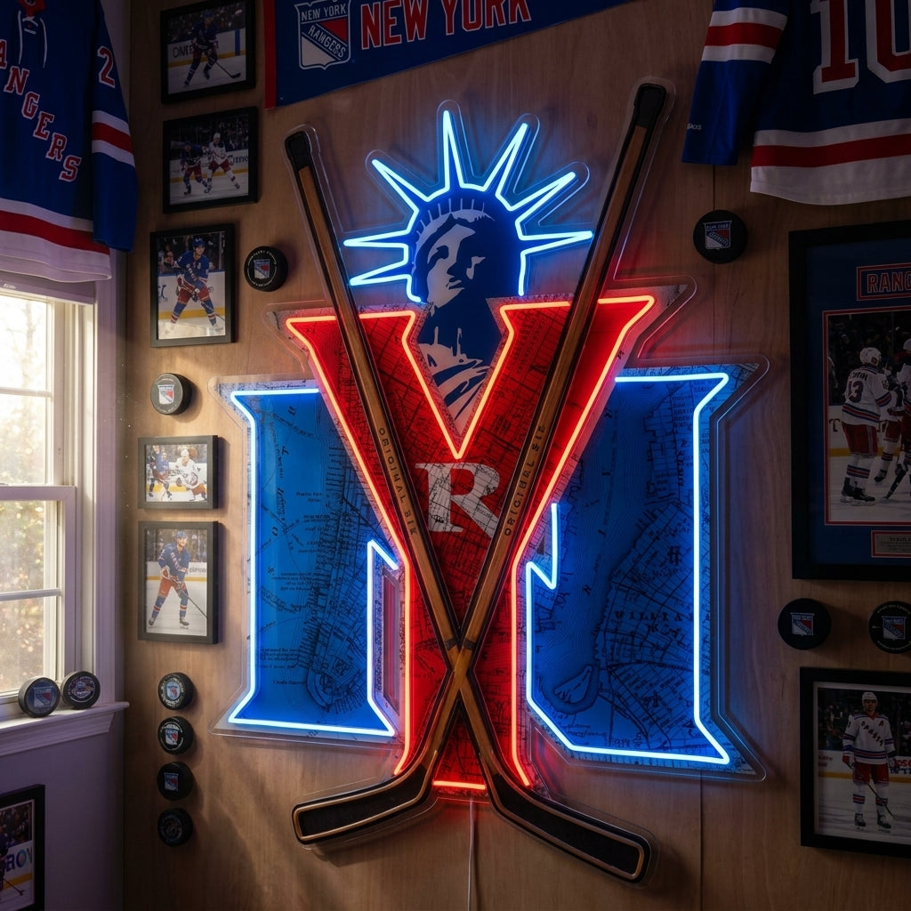New York Rangers Statue of Liberty hockey neon sign for a game room
