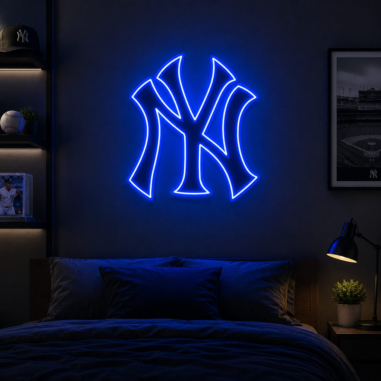 New York Yankees blue NY logo neon sign