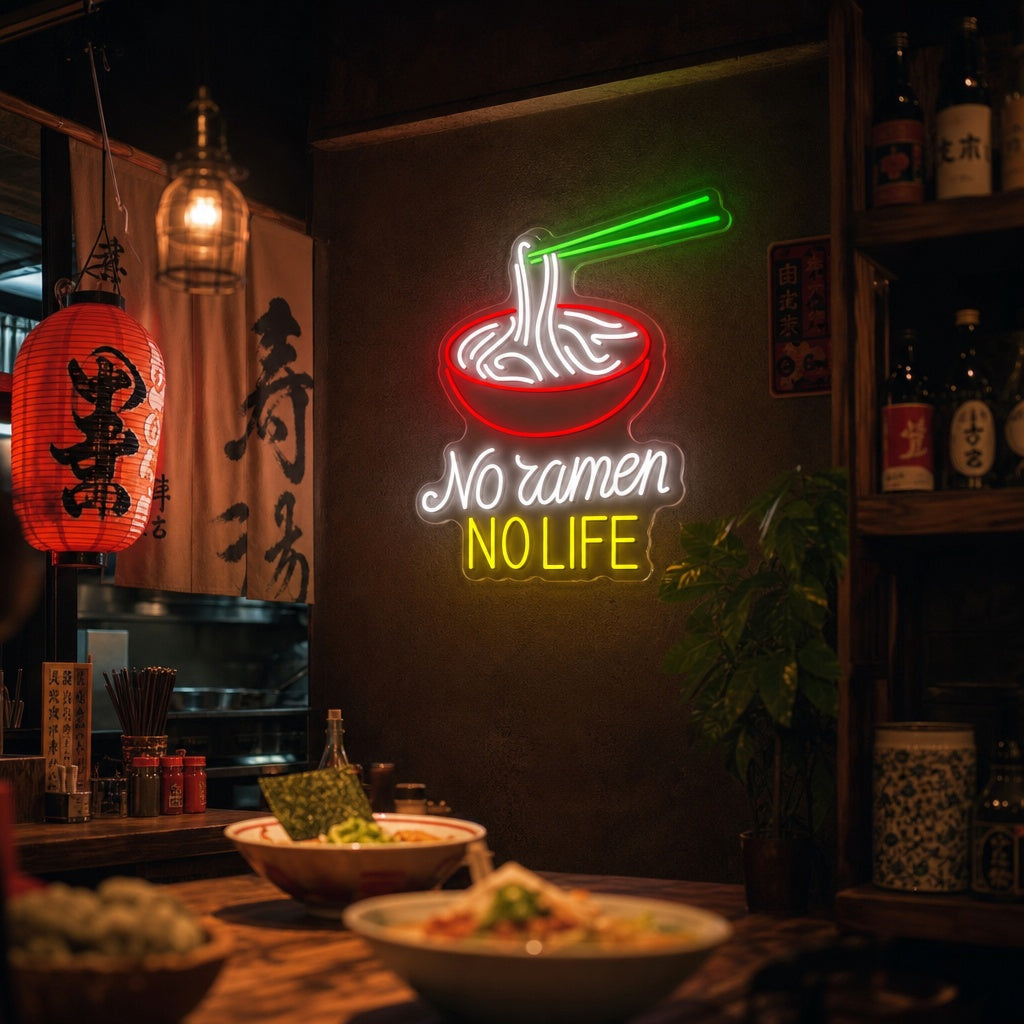 No Ramen No Life Neon Sign, Japanese Restaurant Wall Decor neon sign product image
