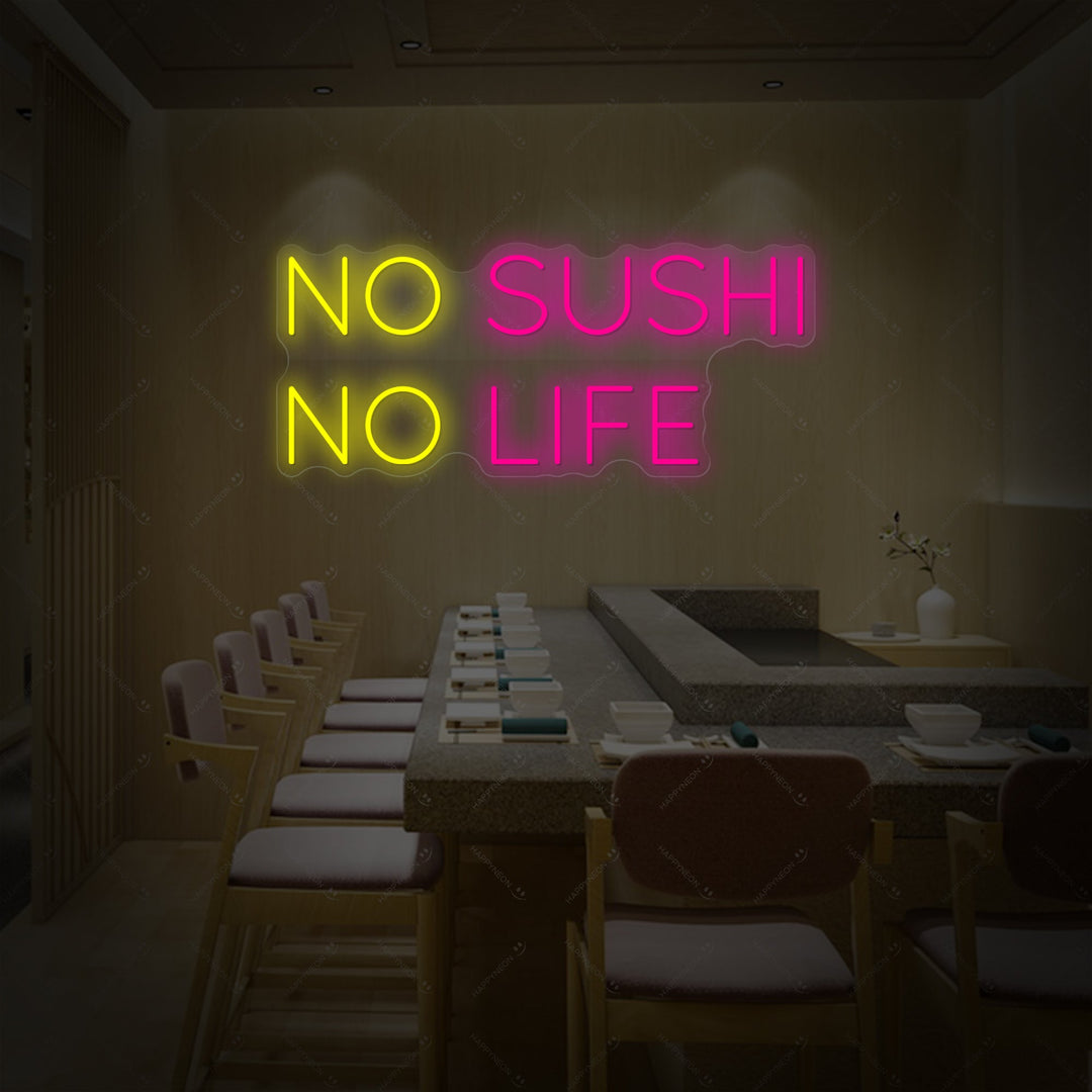 No Sushi No Life Neon Sign, Japanese Restaurant Wall Decor