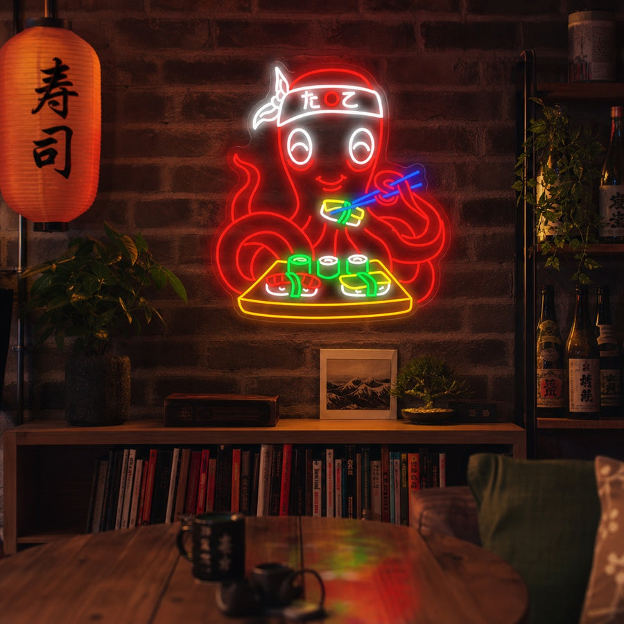 Octopus Sushi Neon Sign, Japanese Restaurant Wall Decor neon sign product image