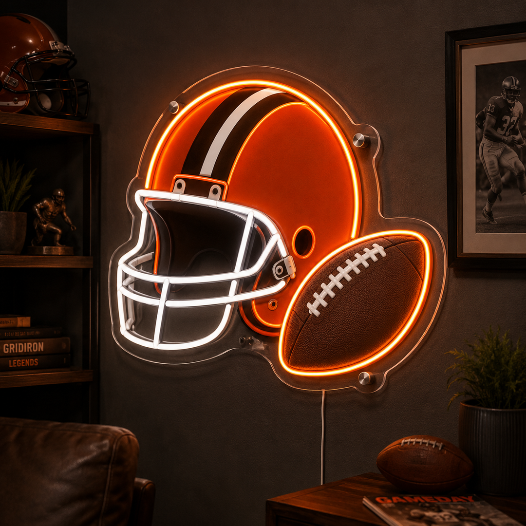 Orange Helmet Football Neon Sign