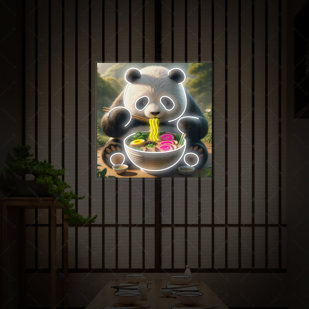 Panda and Ramen Neon Sign, Japanese Restaurant Wall Decor