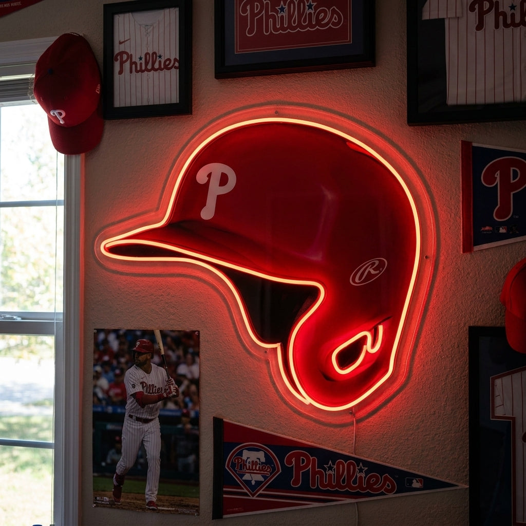 Philadelphia Phillies batting helmet neon sign for a man cave