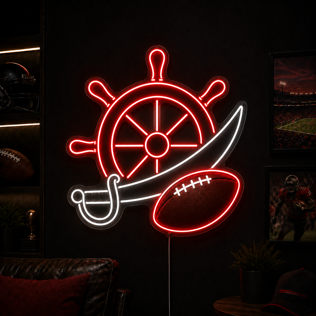 Pirate Wheel Football Neon Sign